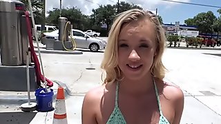 Cute student sucks and fucks in public
