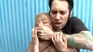 Blonde anal fucked in autobody shop