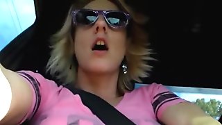 Fingering Pussy While Being Driven in Car With Hot Blonde